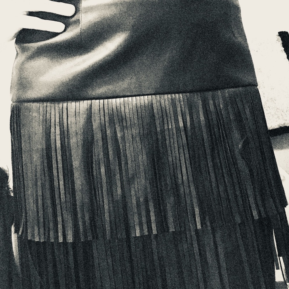 Fringe leather skirt